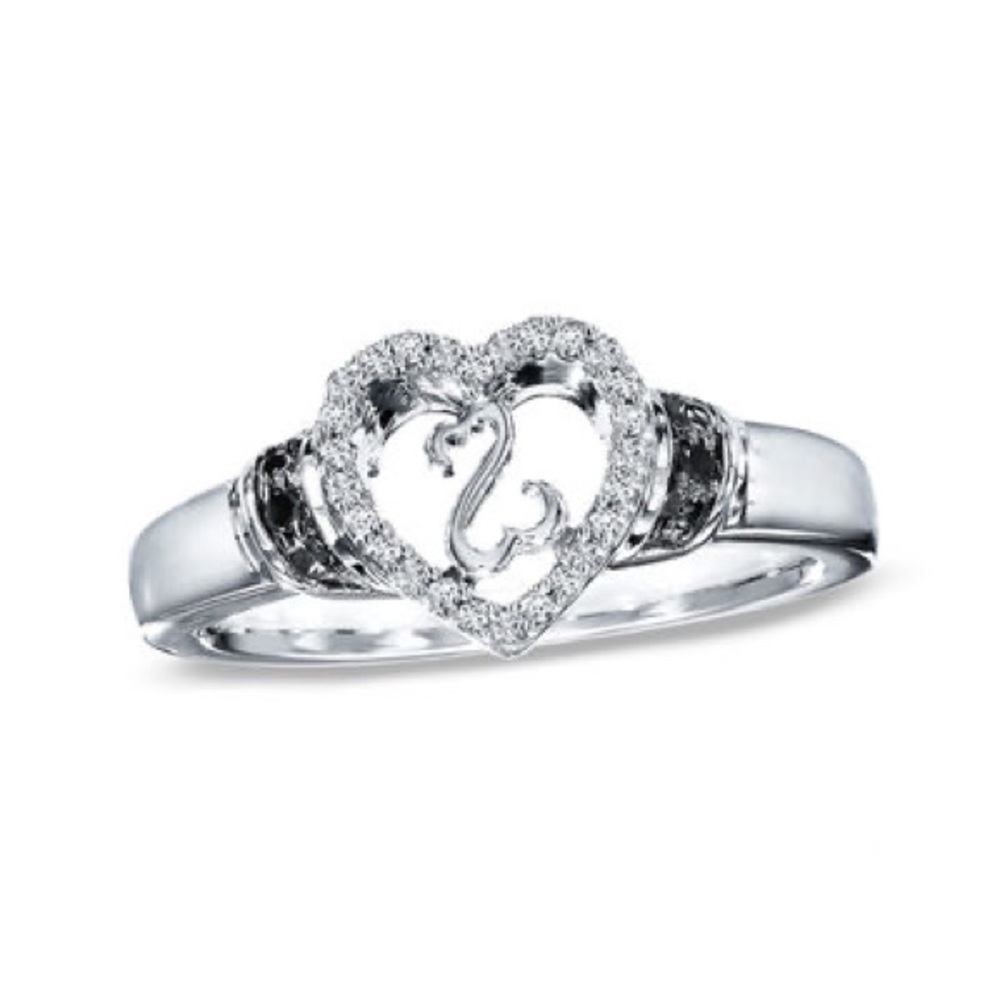 Enhanced Black and White Diamond Accent Promise Ring in Sterling Silver